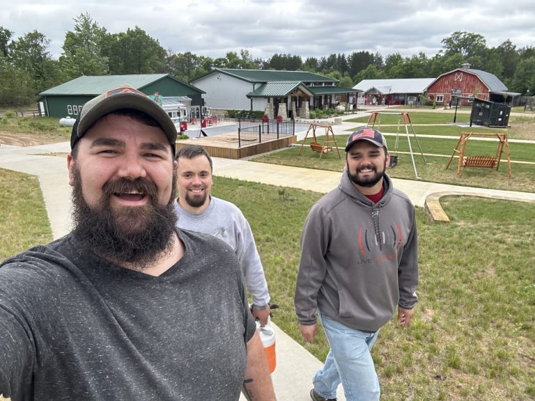 Joe, Brandon and Mark volunteering at Camp Daniel, 2023